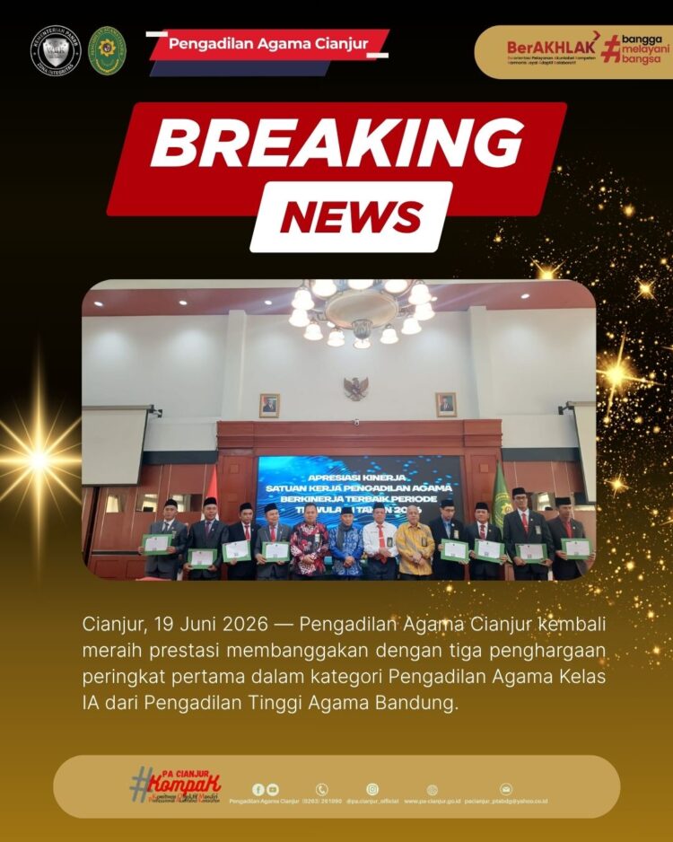Cianjur Berbangga, PA Kelas IA Borong Tiga Penghargaan Utama